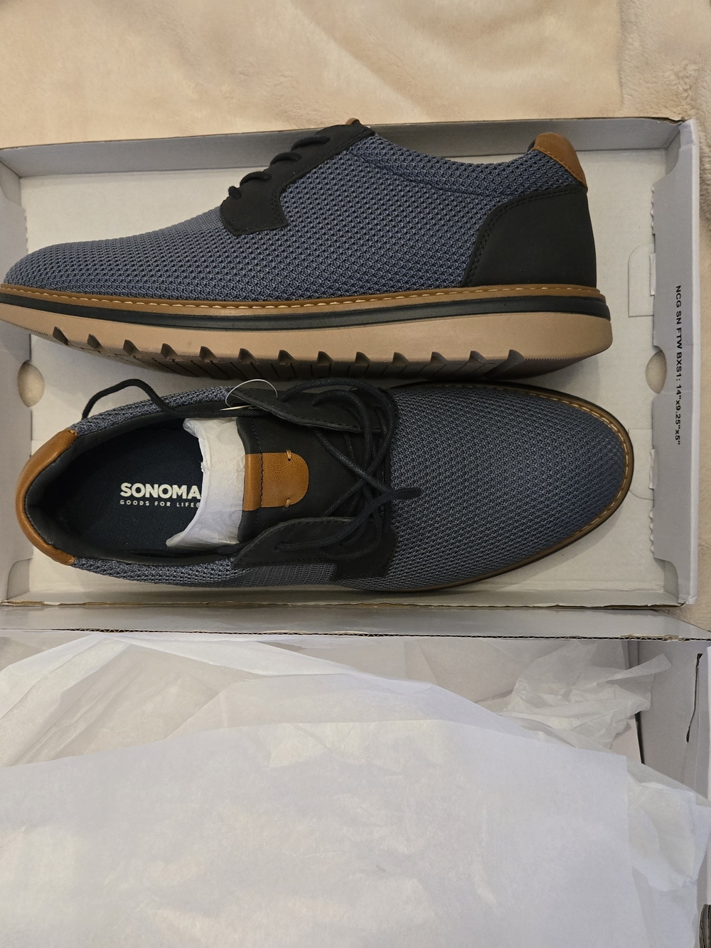 Sonoma Men's Blue Knit Oxfords with Tan Accents